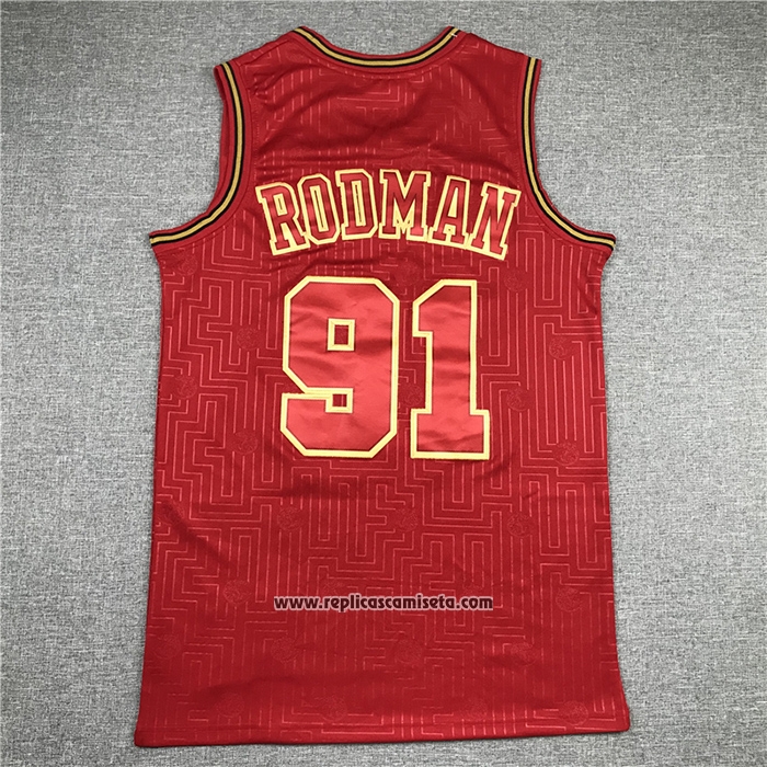 Camiseta Chicago Bulls Dennis Rodman #91 Retro 2020 Chinese New Year Rojo
